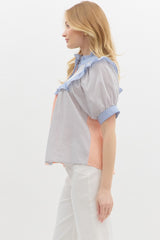 Multi ruffled button down