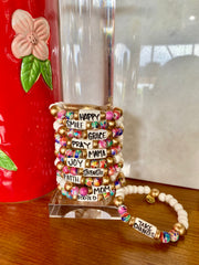 Small Affirmation Word Beaded Bracelets Inspirational - Abstract