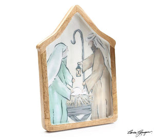 Tray crèche shaped w/holy family