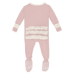 Kickee- baby rose ruffled footie