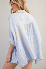 Cloud Blue Soft Cotton Daisy Top