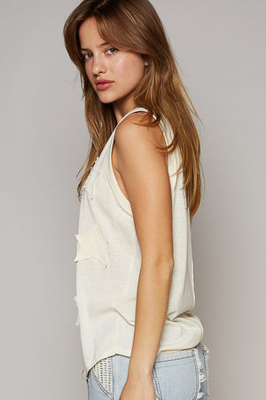 Cream Star Patch Tank Top