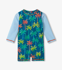 Printed palms one piece rash guard