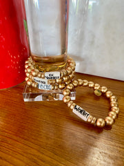 Small Affirmation Word Beaded Bracelets Inspirational - Gold