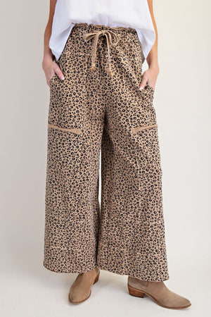 Plus- Camel mineral washed comfort pant