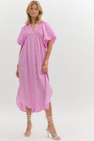 Pink textured maxi dress