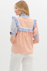 Multi ruffled button down