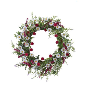 22” daisy and heather wreath