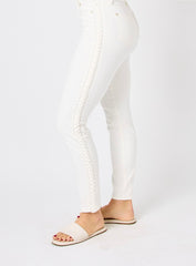 Judy Blue Braided Relaxed White Jean