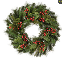 30” pine magnolia berry wreath