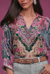 Marlow Burnout Blouse-Paisley Melody