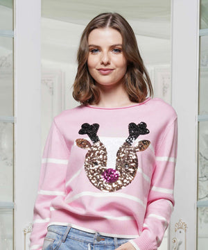 Pink Reindeer sweater