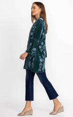 Velvet ruffle sleeve kimono