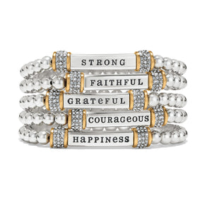 Meridian “Grateful” 2 tone Stretch Bracelet