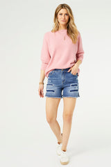 OMG ZOEY ZIP SHORTS WITH PATCHWORK