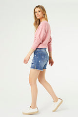 OMG ZOEY ZIP SHORTS WITH PATCHWORK