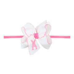 1/4" Pantyhose Headband w/ Embroidery Easter Bow