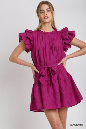 Magenta ruffled dress