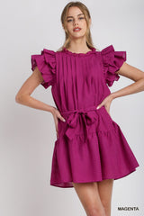 Magenta ruffled dress