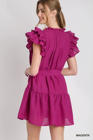 Magenta ruffled dress