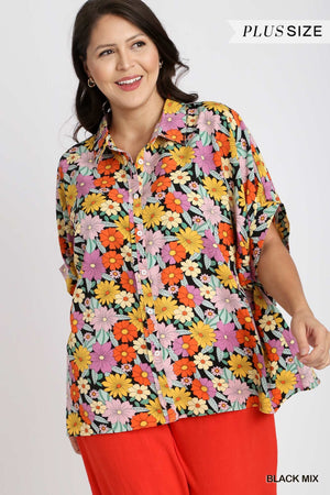 FLORAL OVERSIZED TOP *PLUS SIZE*