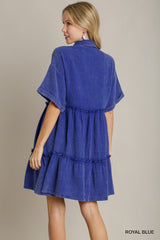 ROYAL BLUE GUAZE TIERED DRESS