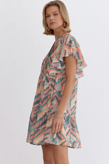 Multi Peach Combo Dress