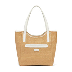 White Natural Pepper Straw Tote