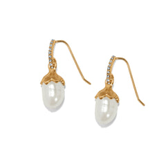 Everbloom Pearl Gold Drop French Wire Earring