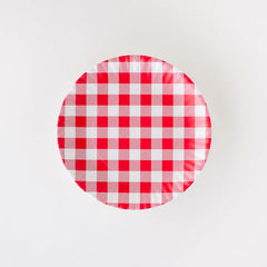 Gingham “paper” plate set/4