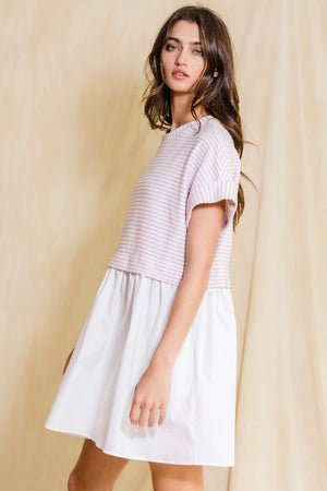 Stripe top poplin dress