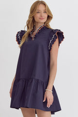 Navy Ruffle Dress