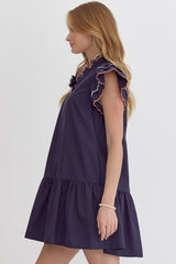 Navy Ruffle Dress