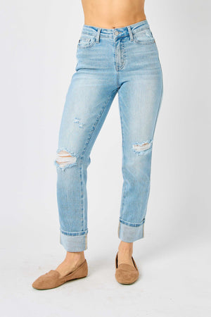 Judy Blue Star Pocket Cuff Mid Rise Jean