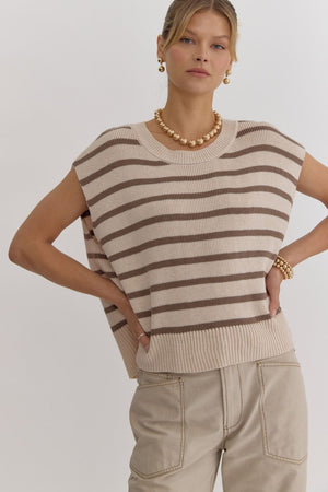 Mocha Striped Sweater top