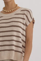 Mocha Striped Sweater top