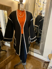 Whip stitched wrap coat