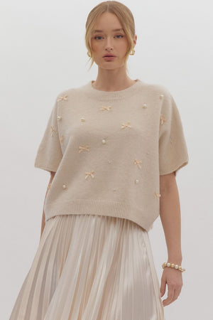 Sweater top with bows and Peals