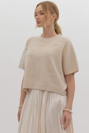 Sweater top with bows and Peals