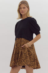 Sweater top with leopard bottom dress