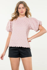 Textured Blush short sleeve top