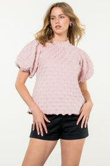 Textured Blush short sleeve top