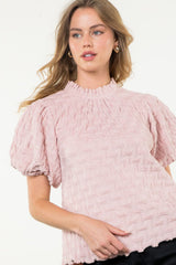 Textured Blush short sleeve top