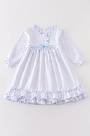 Blue dot ruffled night gown