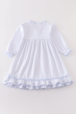 Blue dot ruffled night gown