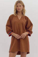 Textured camel detailed dress