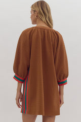 Textured camel detailed dress