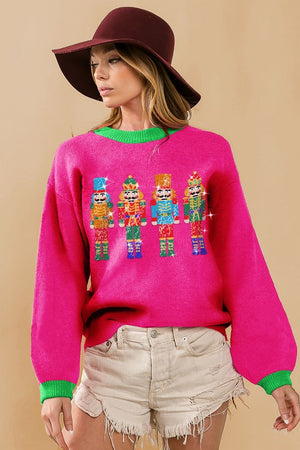 Sequin nutcracker Christmas pullover