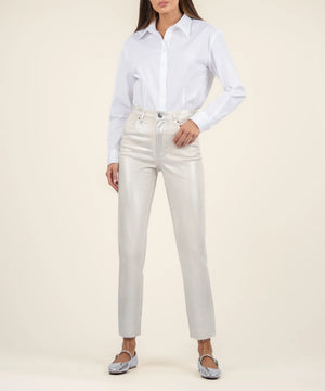 Reese High rise Metallic silver jean