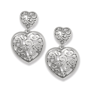 Contempo double heart post drop earring